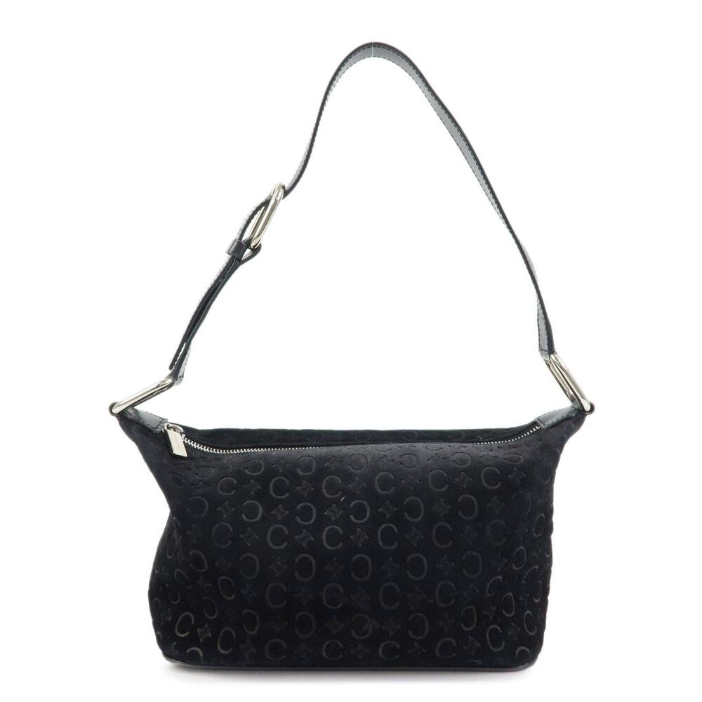 Celine C Macadam Suede Shoulder Bag Black